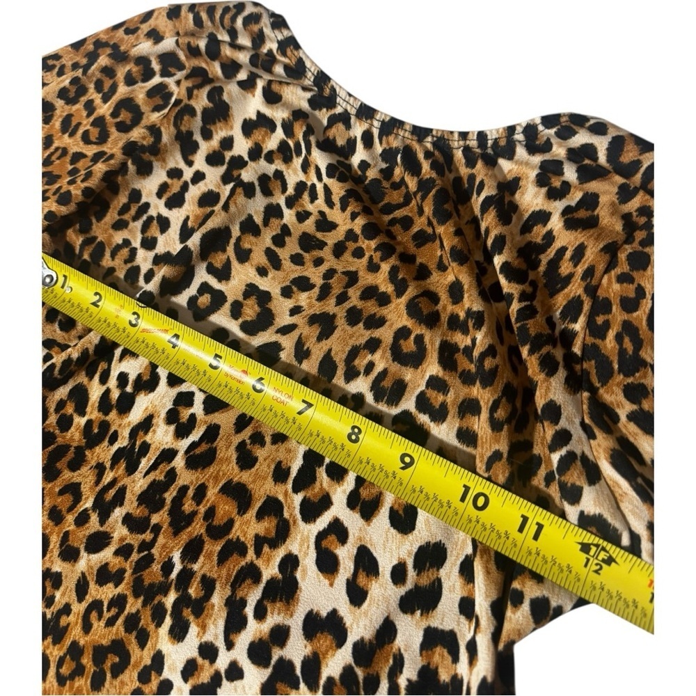 Unbranded Leopard Print Brown/Black Long Sleeve Stretchy Fitted Women's Crop Top - Picture 9 of 16